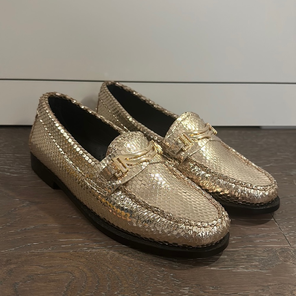 G.H Bass Gold Metallic Loafers